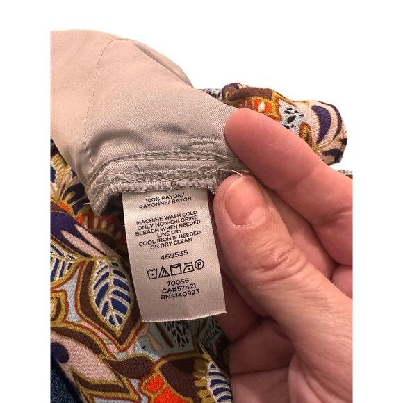 Floral Boho Print Wide Leg Pants Lightweight Beach Travel With Pockets, size XSP - Picture 3 of 8